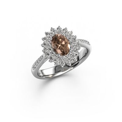 Bague de fiançailles Alina 2 585 or blanc diamant brun 0.70 crt