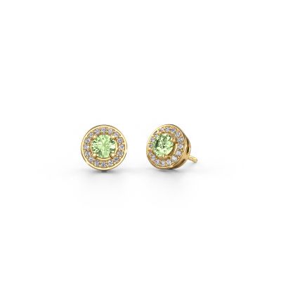 Stud earrings Agaat 585 gold green lab grown diamond 5 mm