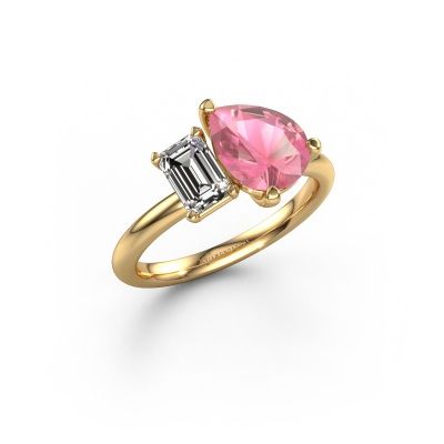 Engagement ring Toi et Moi PER-EME 585 gold tourmaline pink 9x7 mm