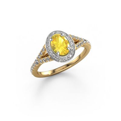 Engagement ring Pamela OVL 585 gold yellow sapphire 7x5 mm