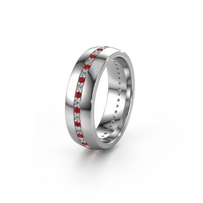 Bague de mariage WH0103L26BP 950 platine rubis 1.3 mm ±6x2 mm