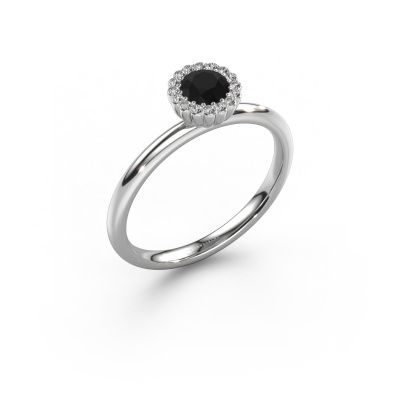 Verlobungsring Queen 950 Platin Schwarz Diamant 0.44 crt