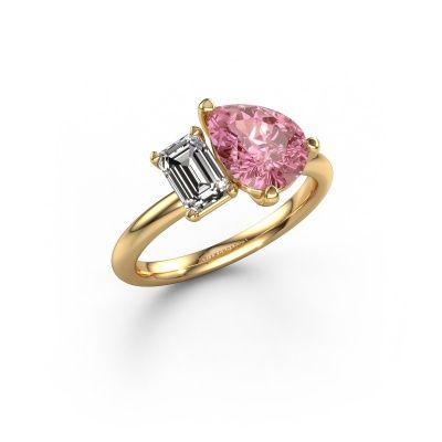 Engagement ring Toi et Moi PER-EME 585 gold pink lab grown diamond 9x7 mm