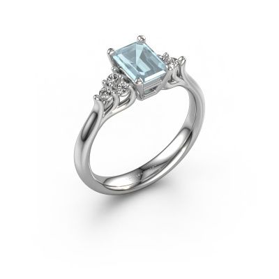 Engagement ring Monika EME 950 platinum aquamarine 7x5 mm