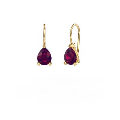 Pendants d'oreilles Cleo PER 585 or jaune rhodolite 8x6 mm