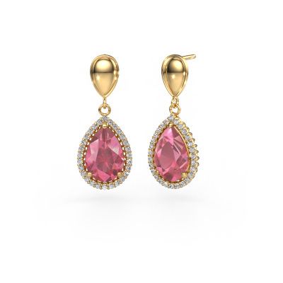Drop earrings Tilly per 1 585 gold tourmaline pink 12x8 mm