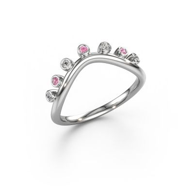 Stacking ring Drop B 585 white gold pink sapphire 1.4 mm