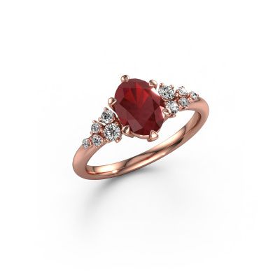 Engagement ring Royce OVL 585 rose gold ruby 8x6 mm