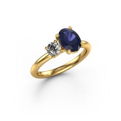 Engagement ring Toi et Moi OVL-RND 585 gold sapphire 8x6 mm