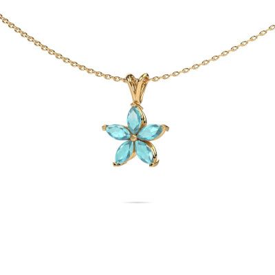 Hanger Sylvana 585 goud blauw topaas 5x2.5 mm