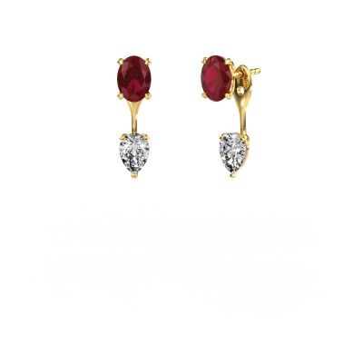 Pendants d'oreilles Kate OVL-PER 585 or jaune rubis 7x5 mm