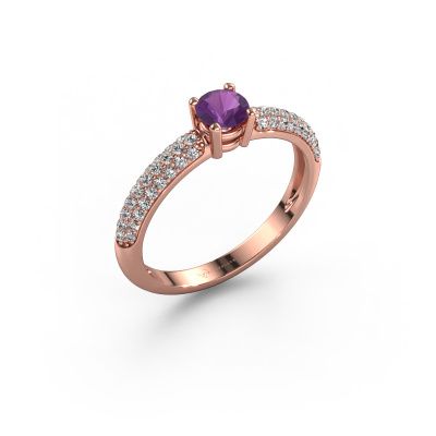 Engagement ring Marjan 585 rose gold amethyst 4.2 mm