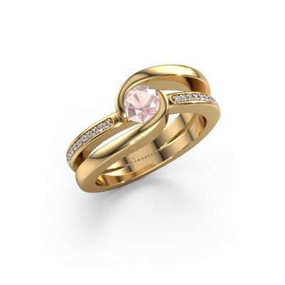 Ring Xenia 2 585 gold morganite champagne 5 mm