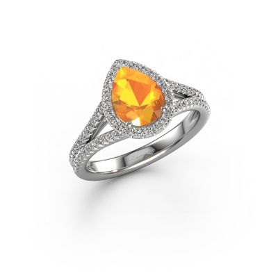 Bague de fiançailles Verla pear 2 950 platine citrine 8x6 mm