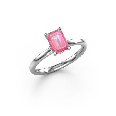 Verlovingsring Crystal EME 3 950 platina roze saffier 7x5 mm