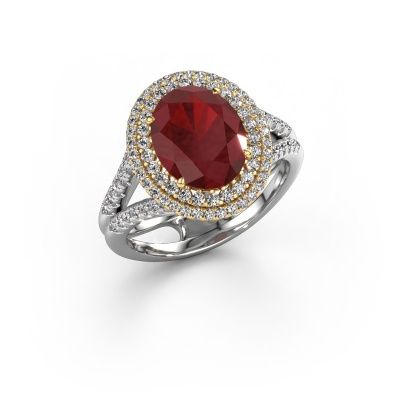 Engagement ring Elvie 585 white gold ruby 10x8 mm