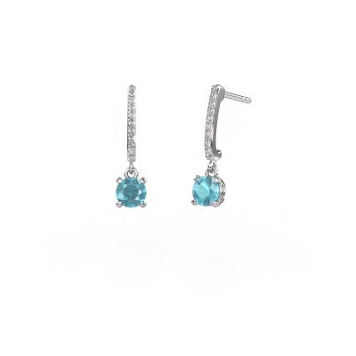 Pendants d'oreilles Tanja 1 585 or blanc topaze bleue 5 mm