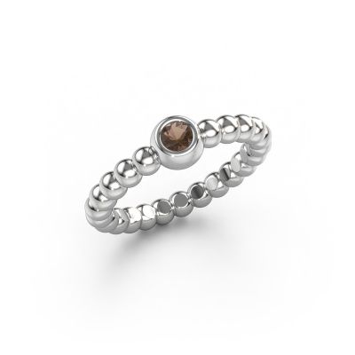 Stackable ring Dini 950 platinum smokey quartz 3 mm