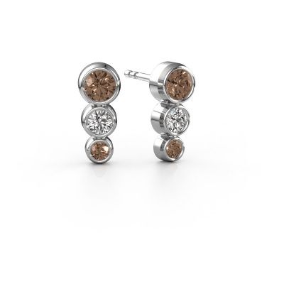 Stud earrings Linda 585 white gold brown diamond 0.85 crt