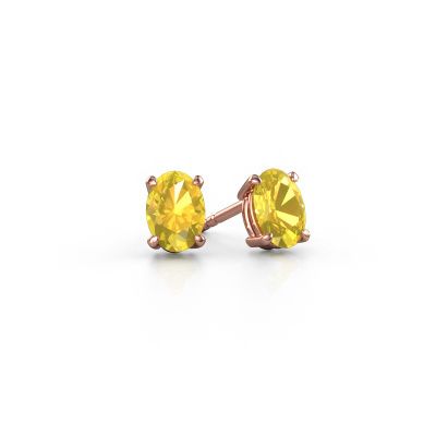 Clous d'oreilles Sam OVL 585 or rose saphir jaune 7x5 mm
