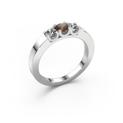 Ring Selina 1 585 white gold smokey quartz 3.7 mm
