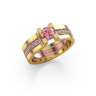 Engagement ring Myrthe 585 rose gold pink lab grown diamond 5 mm