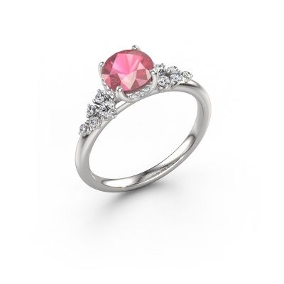 Engagement ring Emma RND 950 platinum tourmaline pink 6.5 mm
