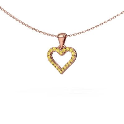 Pendant Heart 7 585 rose gold yellow sapphire 1 mm