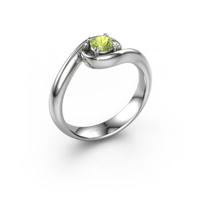 Bague de fiançailles Linn 585 or blanc péridot 4.2 mm