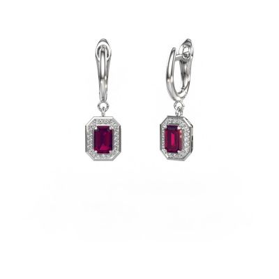 Pendants d'oreilles Dodie 1 585 or blanc rhodolite 6x4 mm