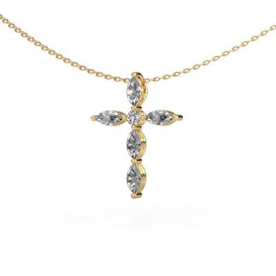 Pendant Cross 2 585 gold diamond 1.35 crt