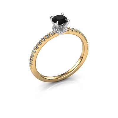 Verlovingsring Crystal rnd 4 585 goud zwarte diamant 0.72 crt