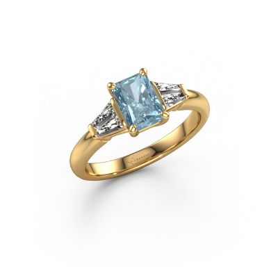 Engagement ring Kina RAD 585 gold blue lab grown diamond 7x5 mm