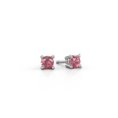 Stud earrings Jannette 585 white gold tourmaline pink 4 mm