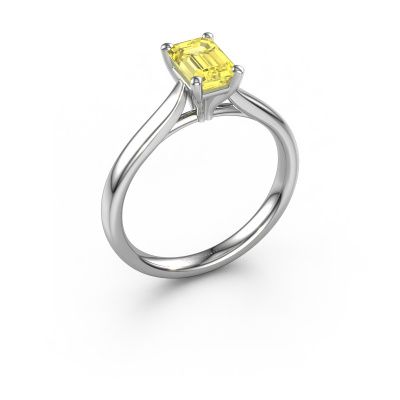 Engagement ring Mignon EME 1 950 platinum yellow lab grown diamond 6.5x4.5 mm