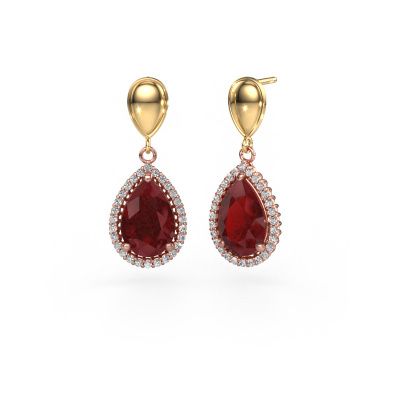 Pendants d'oreilles Tilly per 1 585 or rose rubis 12x8 mm