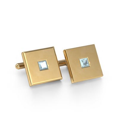 Cufflinks Givanti 585 gold aquamarine 4 mm
