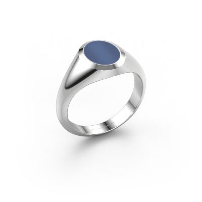 Bague pinky Herman 1 585 or blanc nicolo bleue 10x8 mm