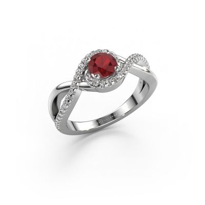 Engagement ring Melody 585 white gold ruby 5 mm