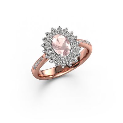 Engagement ring Alina 2 585 rose gold morganite champagne 7x5 mm