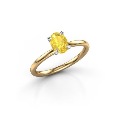 Verlovingsring Crystal OVL 1 585 goud gele saffier 7x5 mm