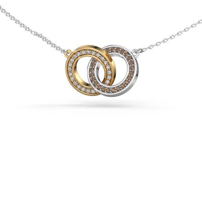 Halsketting Circles 2 585 goud bruine diamant 0.25 crt