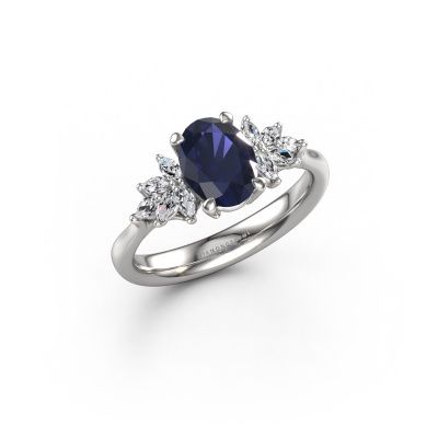 Engagement ring Fiona OVL 585 white gold sapphire 8x6 mm