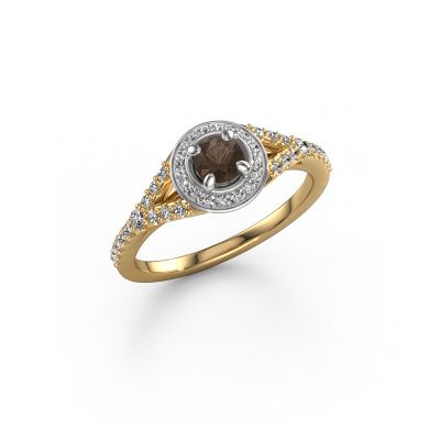 Engagement ring Pamela RND 585 gold smokey quartz 4 mm