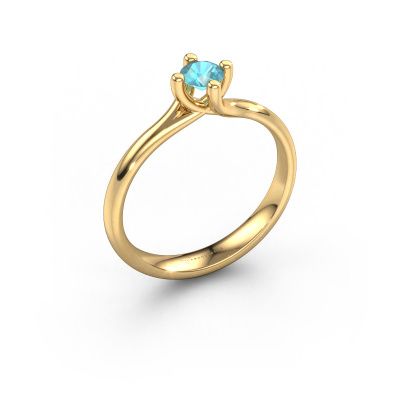 Verlobungsring Dewi Round 585 Gold Blau Topas 4 mm