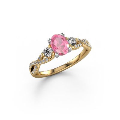 Engagement ring Marilou OVL 585 gold pink sapphire 7,5x5,5 mm