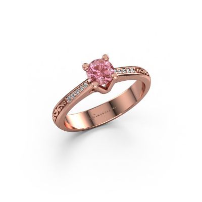 Engagement ring Mei 585 rose gold pink lab grown diamond 4.7 mm