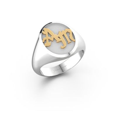 Monogram ring Brad 585 white gold