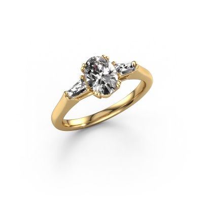 Engagement ring Indy OVL 585 gold zirconia 8x6 mm