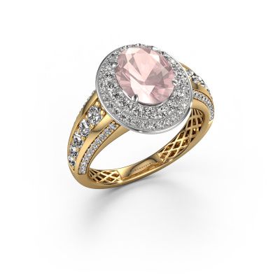 Engagement ring Nancie 585 gold morganite champagne 9x7 mm